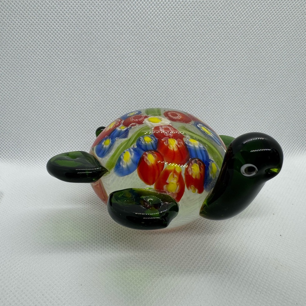 Murano Millefiori Glass Turtle paperweight - Multicolor